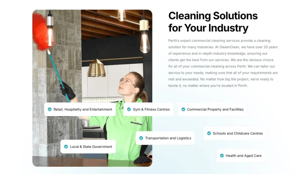 screenshot of website