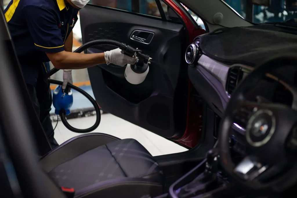 car detailer washing interior car