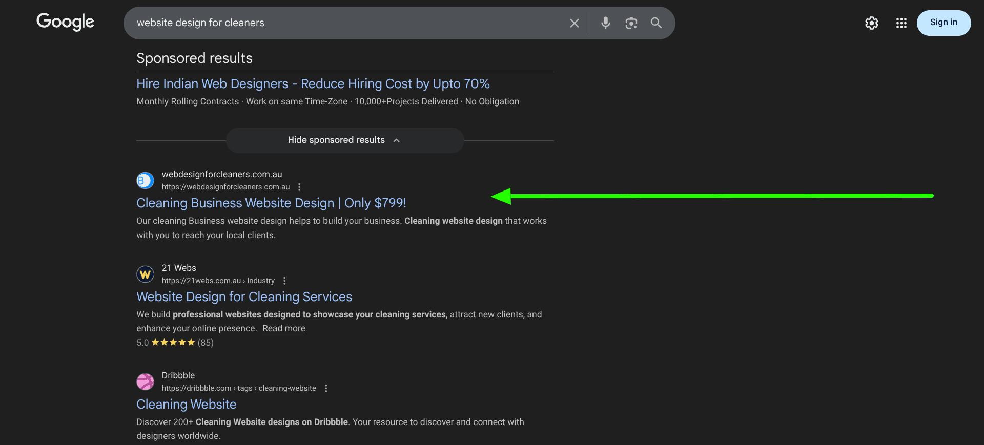image of serp results